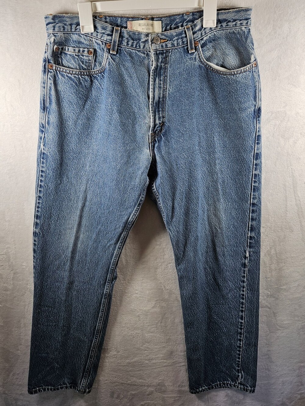 Levi's 505 Jeans Regular Fit Mens 38x34 *Fits 35x33 Blue Denim Distressed 90s